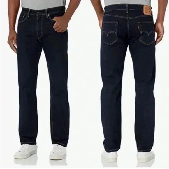 NWT Levi's Men's 505 Regular-Fit Stretch Jeans in Rinse Str Dark Wash 38x34 - Picture 1 of 6